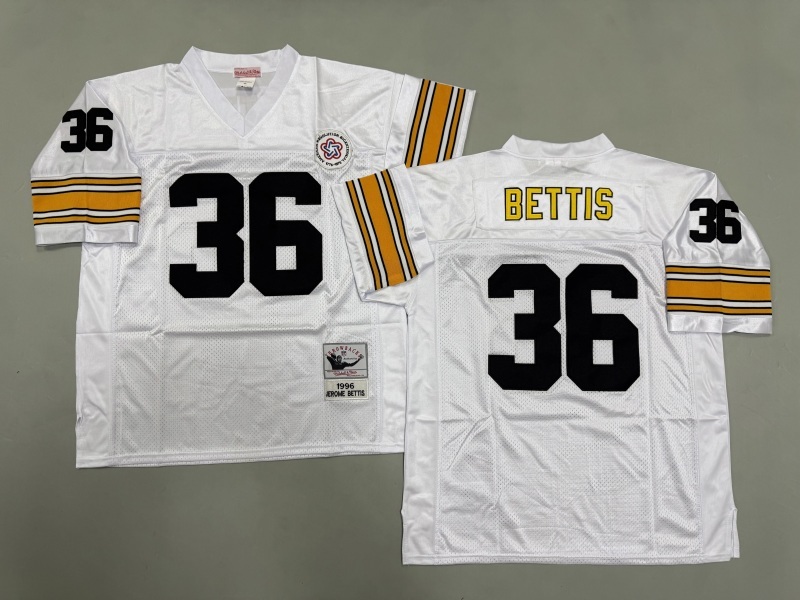 Men 2025 Pittsburgh Steelers #36 Bettis white Throwback Limited NFL Jersey style 003